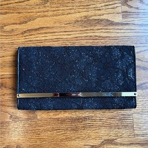 Jimmy Choo Lace Glitter Clutch in Black